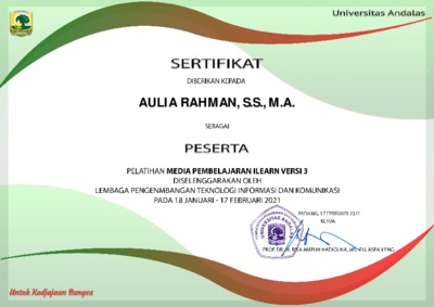 SERTIFIKAT WORKSHOP ILEARN VERSI 3 Document Repository Universitas